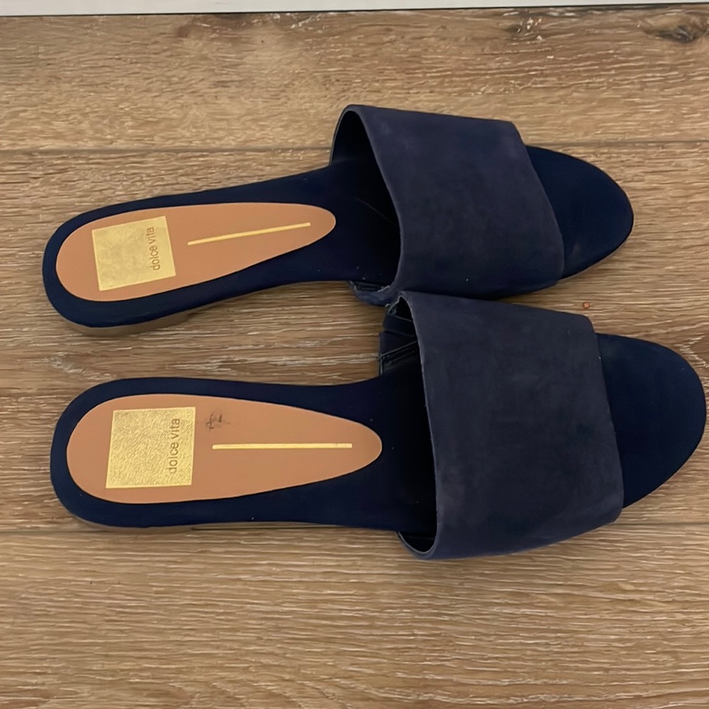 Dolce Vita blue Suede slides